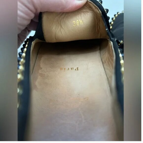 Christian Louboutin Authentic Studded Loafers Black Leather shoes sz 38.5 US 8.5 - Picture 8 of 14